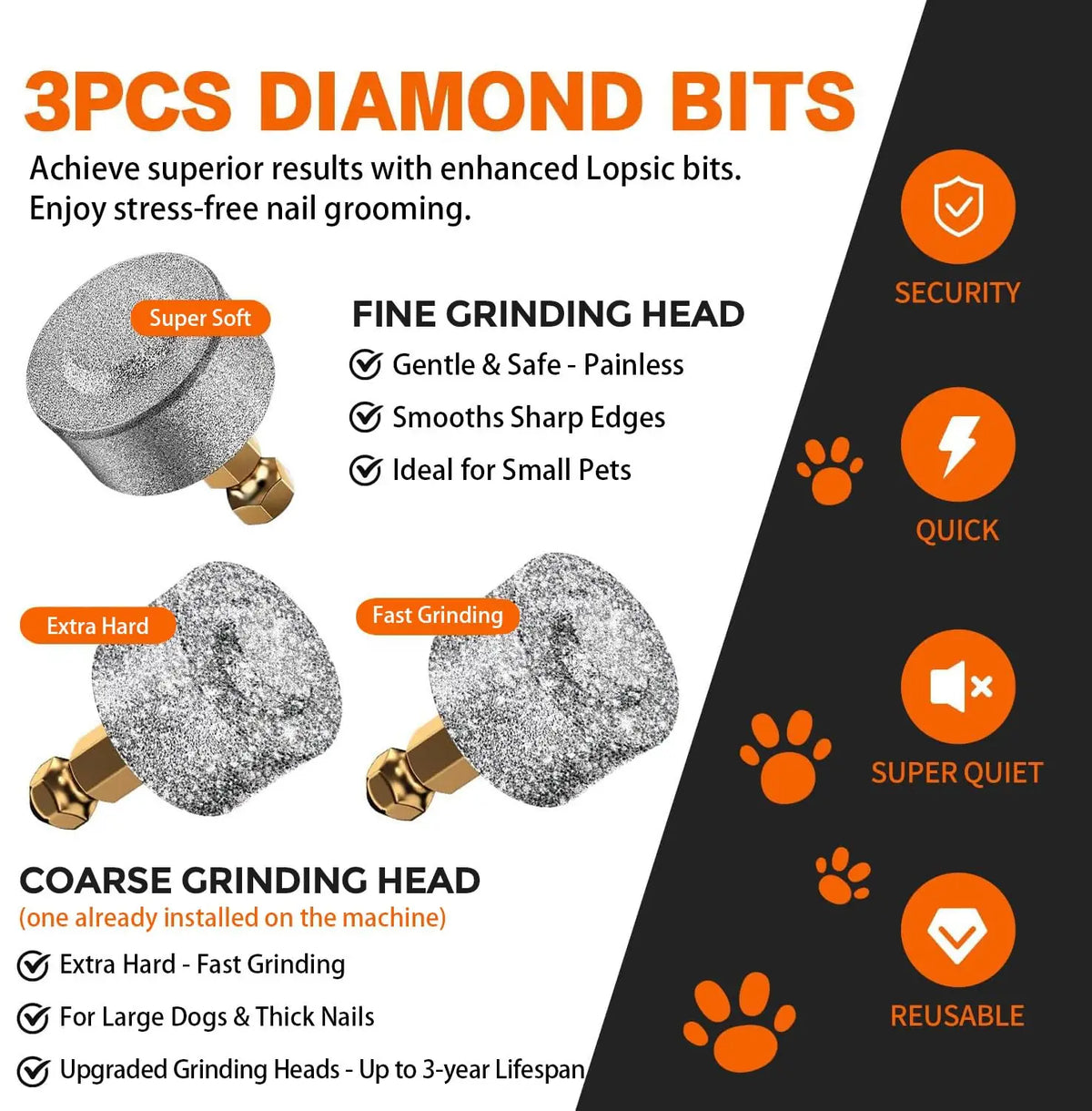 LED Dog Nail Grinder | 3-Speed Rechargeable Quiet Claw Trimmer