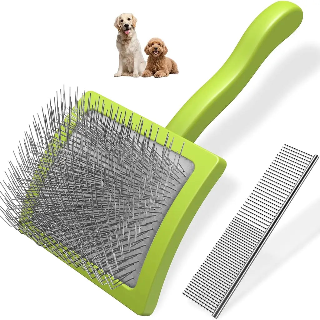 Extra-Long Pin Slicker Brush & Comb Set for Dogs | Doodles & Double Coats