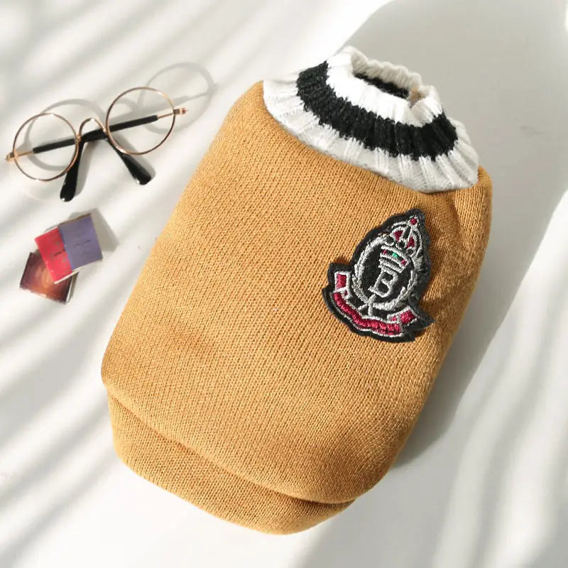 Prep School Pet Vest - V-Neck Knitted Dog & Cat Sweater