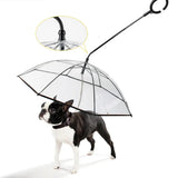 Transparent C-Shaped Pet Umbrella - Adjustable Hands-Free Dog Walking Umbrella for Rainy Days (Waterproof, Windproof) - Fits All Leash Sizes