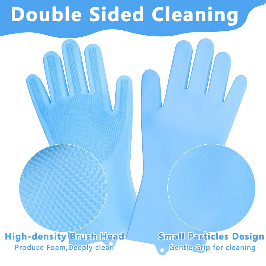 Silicone Pet Grooming Gloves – Dog & Cat Bath Scrubber Brush