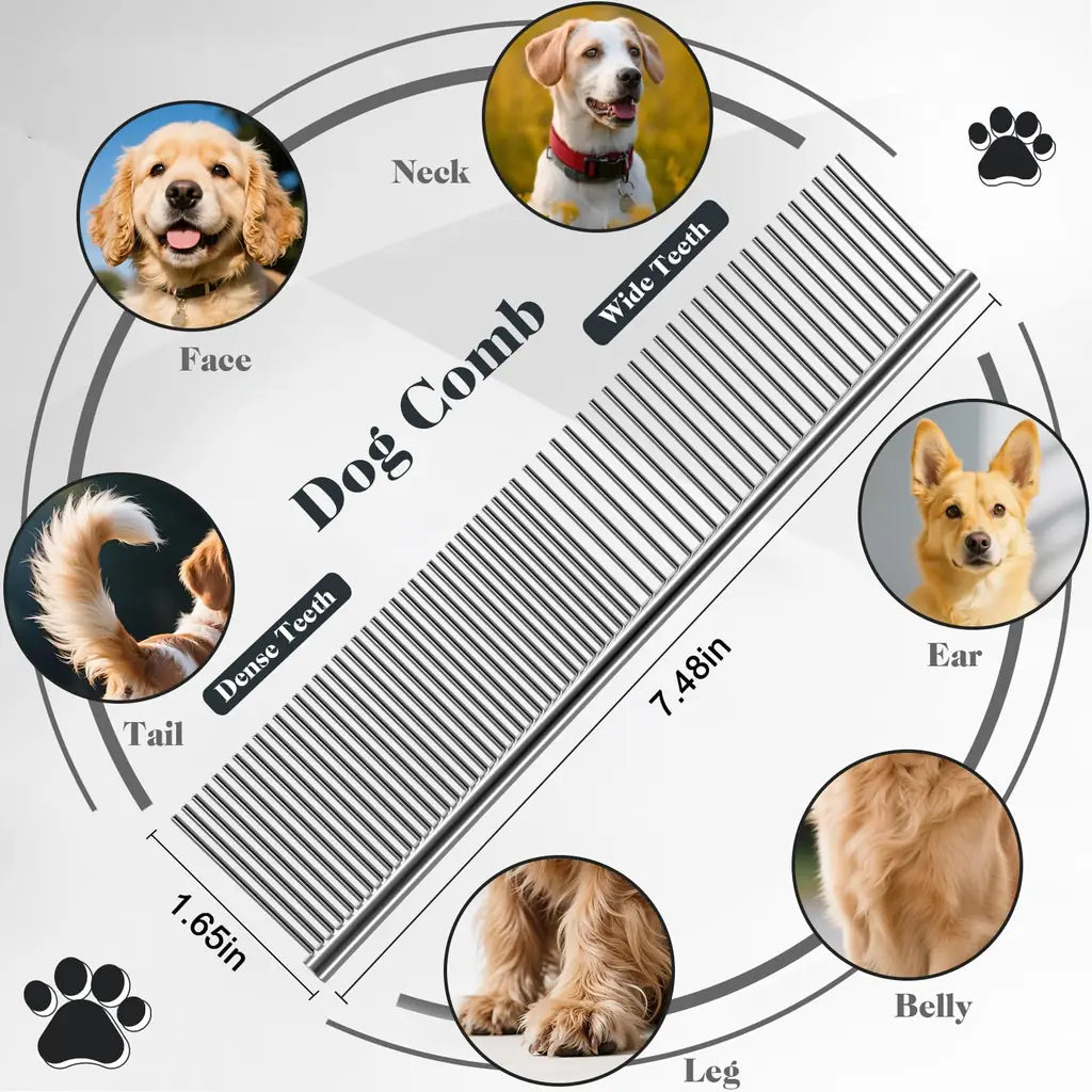 Extra-Long Pin Slicker Brush & Comb Set for Dogs | Doodles & Double Coats