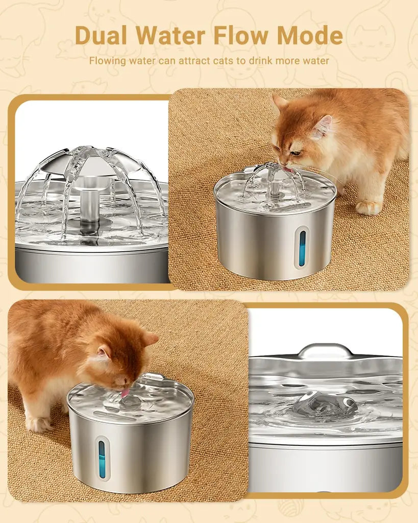 Cat Water Fountain Stainless Steel – 74oz, Quiet Pump, Healthy Hydration