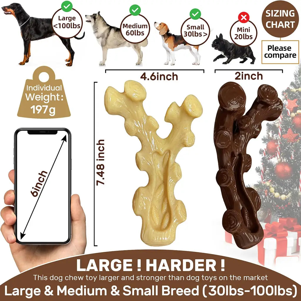 SIHRMIU 2 Pack Dog Chew Toys for Aggressive Chewers – Nylon Bone for Medium & Large Breeds, Teeth Cleaning