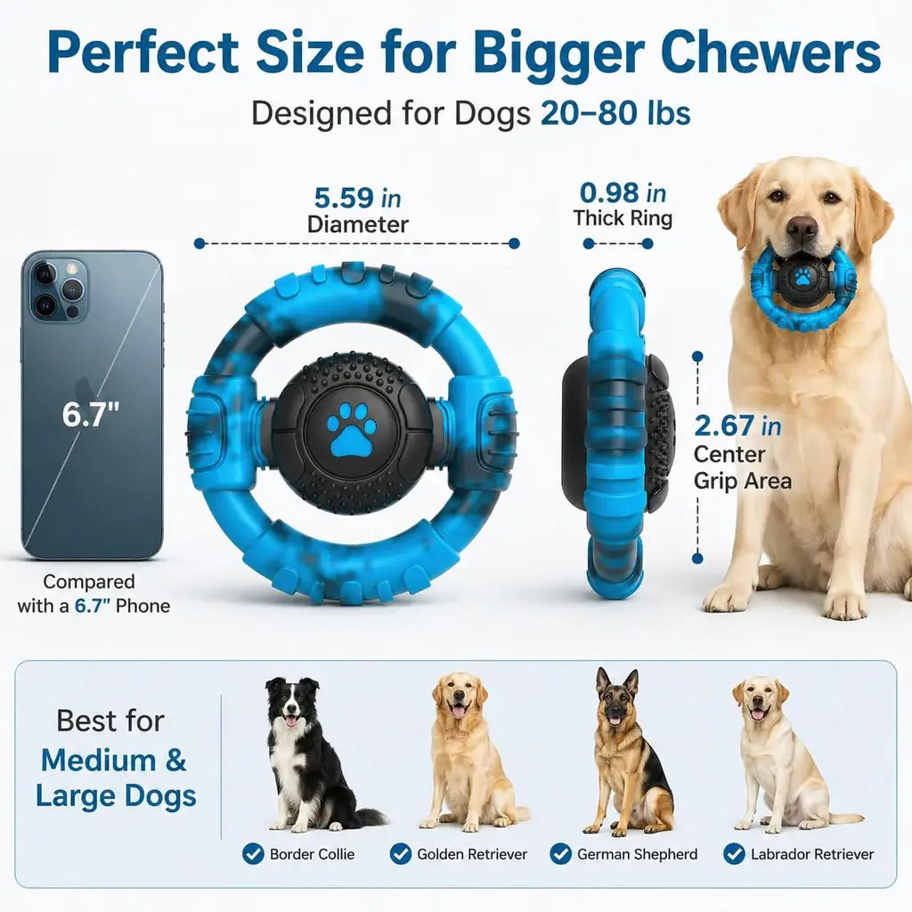 Tough Dog Toys for Aggressive Chewers – Indestructible Nylon Chew Toy with Squeaker