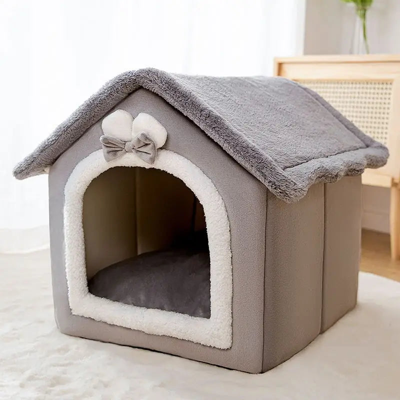 Double-Roof Pet House – Washable Tent Bed for Dogs & Cats