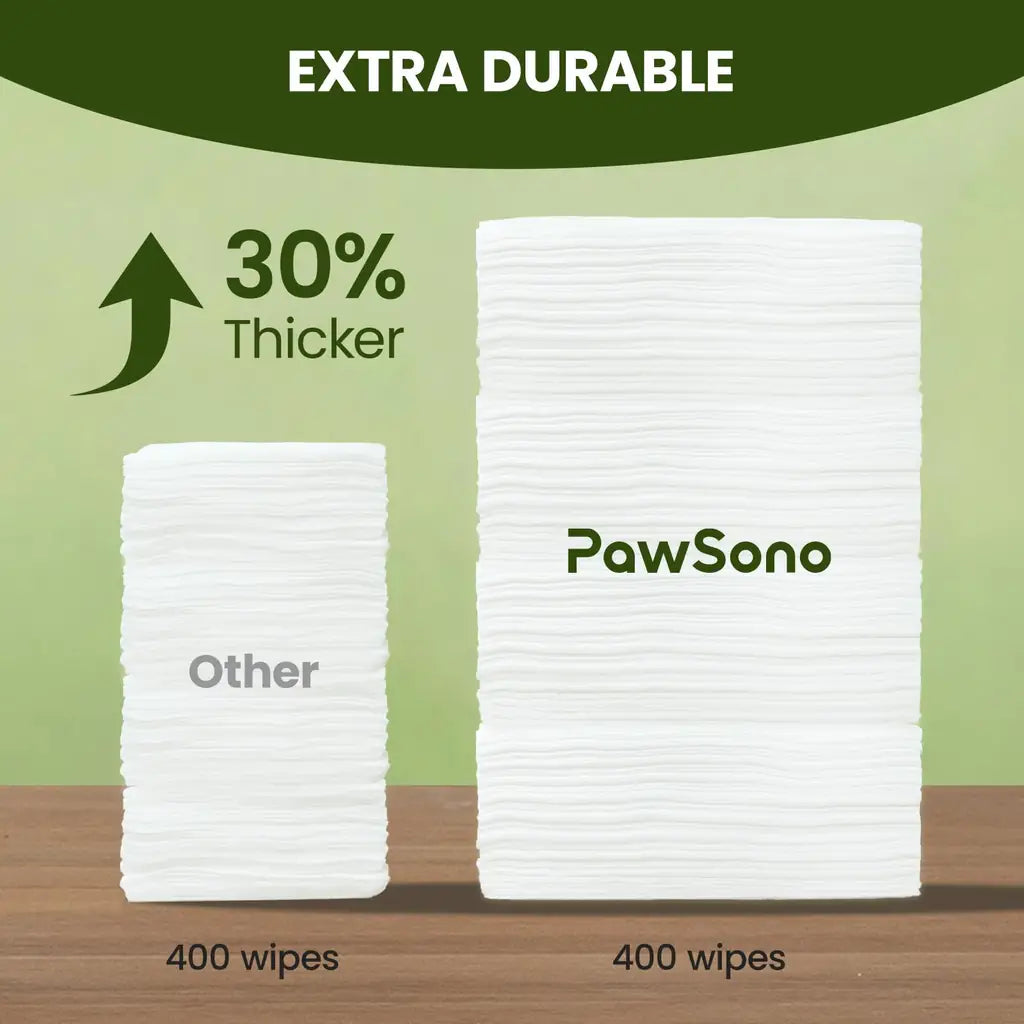 PawSono Hypoallergenic Pet Wipes for Dogs & Cats | Extra Large, Lick-Safe | Coconut Scented