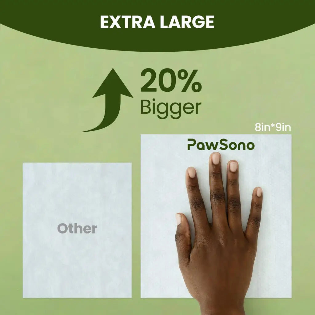 PawSono Hypoallergenic Pet Wipes for Dogs & Cats | Extra Large, Lick-Safe | Coconut Scented