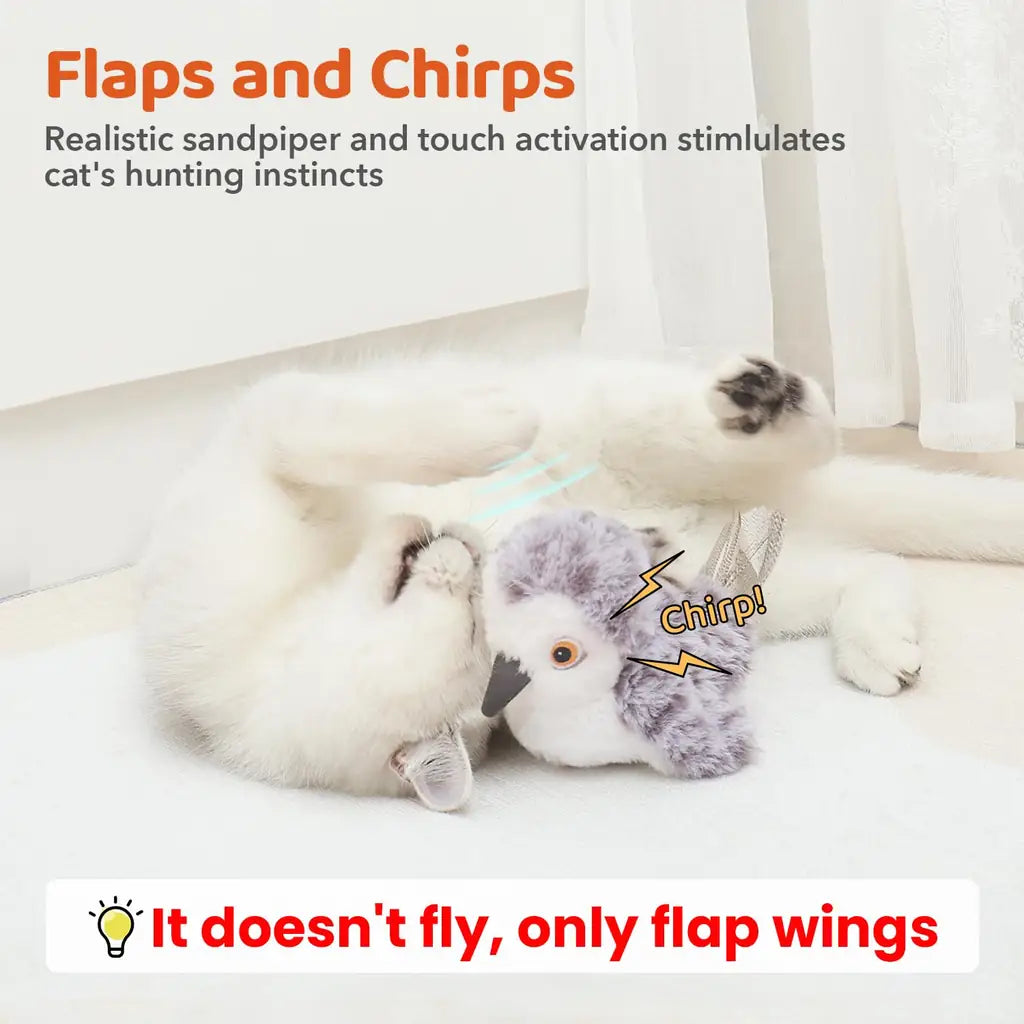 Potaroma Flapping Bird Cat Toy - Motion Sensor, Chirps & Catnip