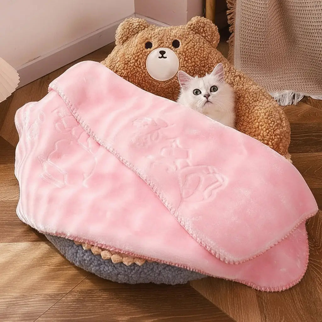 Cozy Bear Pet Sofa - Thick Plush Bed for Small Dogs & Cats