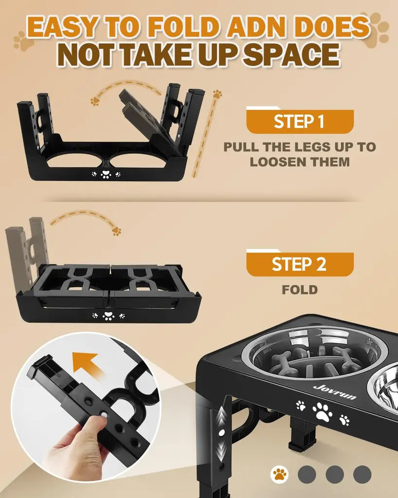 Elevated Dog Bowl Slow – Anti Bloat & Adjustable Dog Feeder