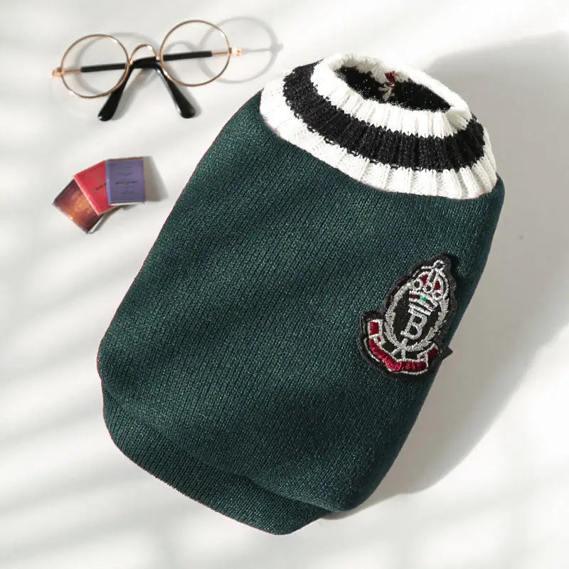 Prep School Pet Vest - V-Neck Knitted Dog & Cat Sweater