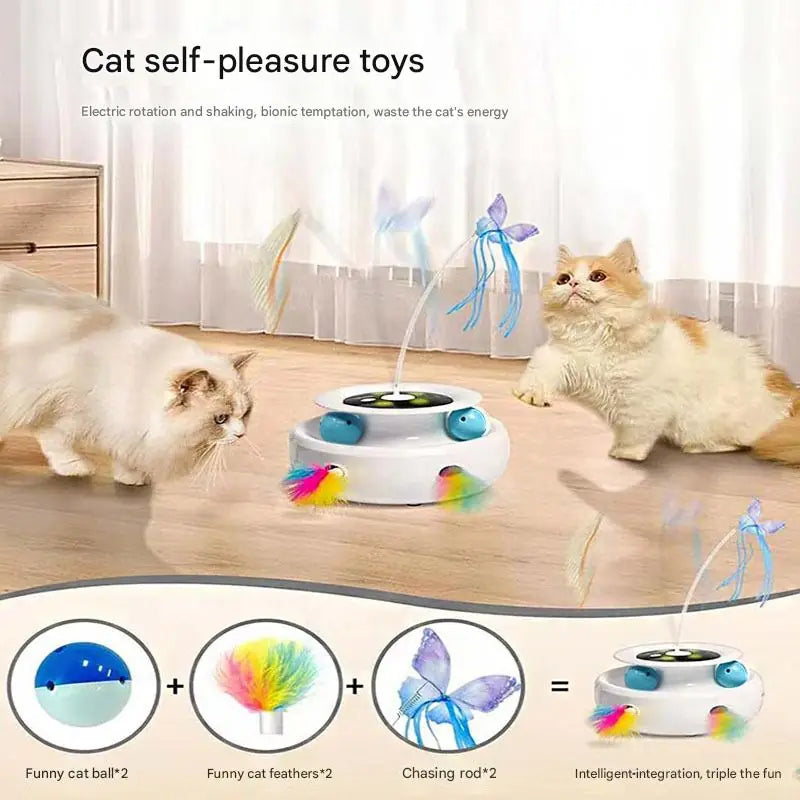 Automatic Cat Teaser Turntable Toy – Interactive Self-Entertainment for Cats