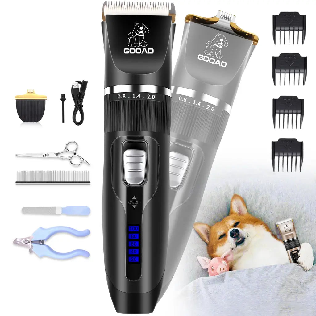 Dog Grooming Clippers Kit — Cordless Rechargeable Pet Hair Trimmer by Gooad