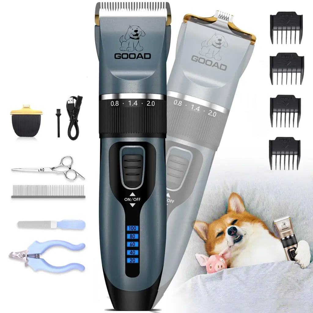 Dog Grooming Clippers Kit — Cordless Rechargeable Pet Hair Trimmer by Gooad
