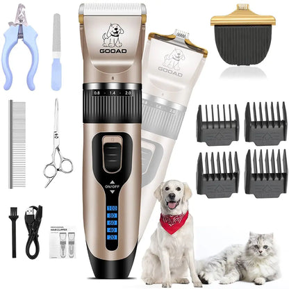 Dog Grooming Clippers Kit — Cordless Rechargeable Pet Hair Trimmer by Gooad