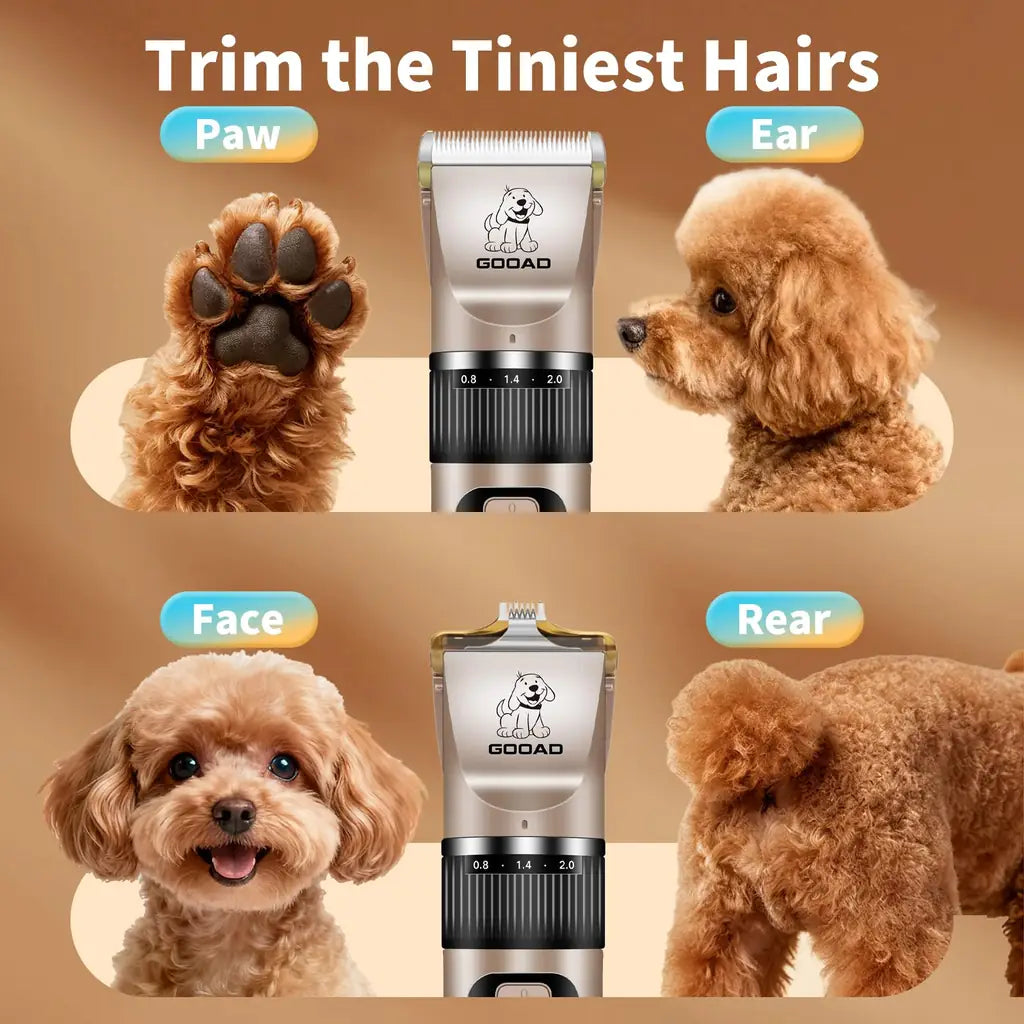 Dog Grooming Clippers Kit — Cordless Rechargeable Pet Hair Trimmer by Gooad