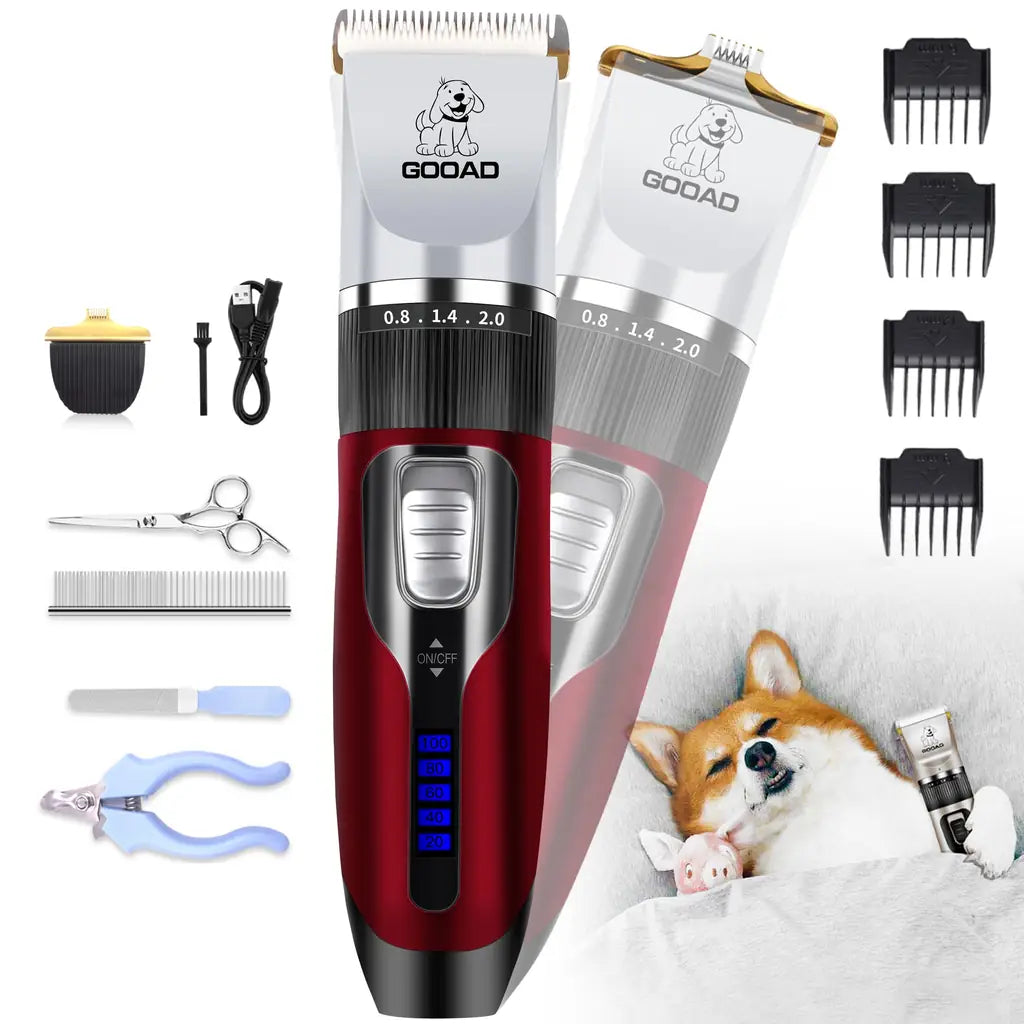 Dog Grooming Clippers Kit — Cordless Rechargeable Pet Hair Trimmer by Gooad
