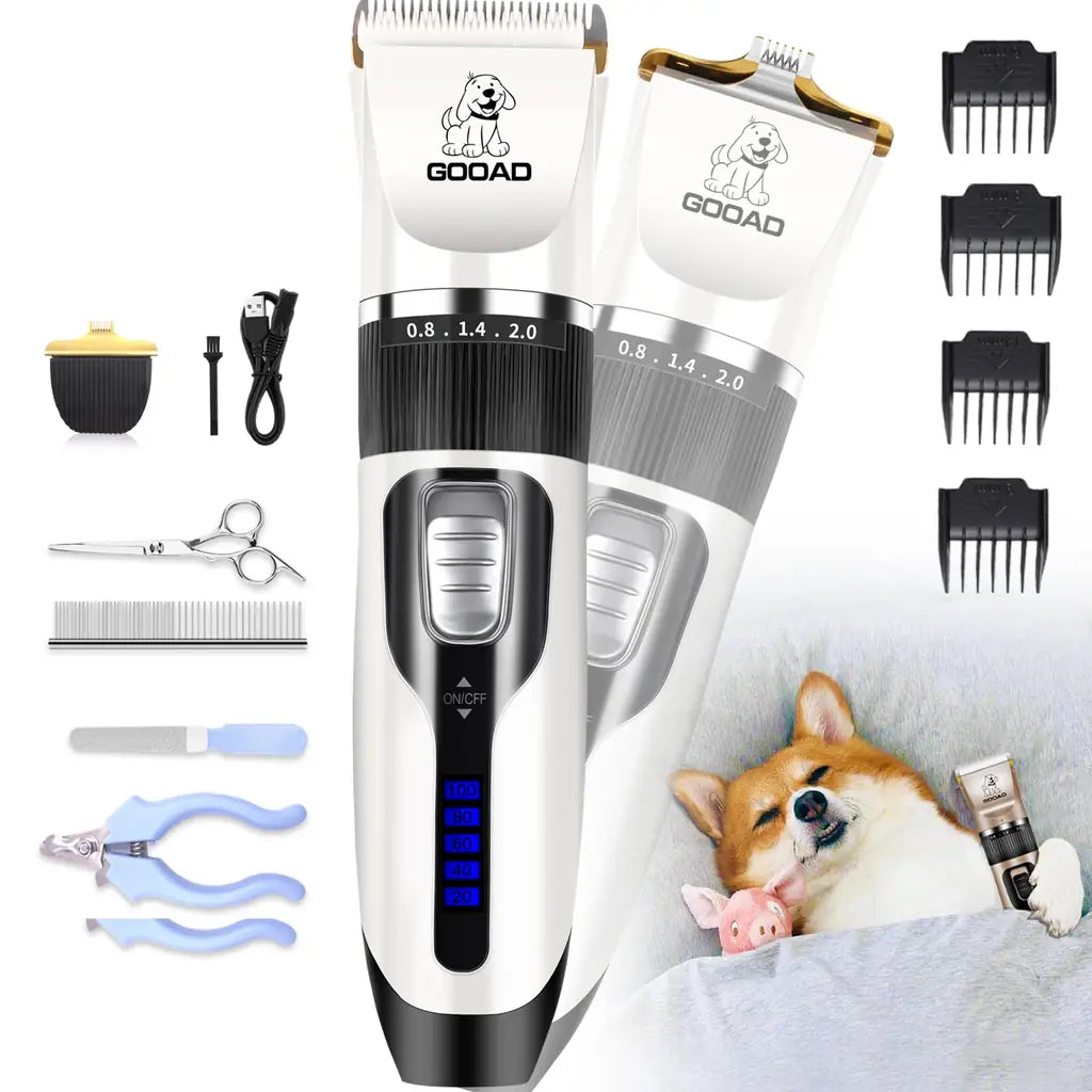 Dog Grooming Clippers Kit — Cordless Rechargeable Pet Hair Trimmer by Gooad