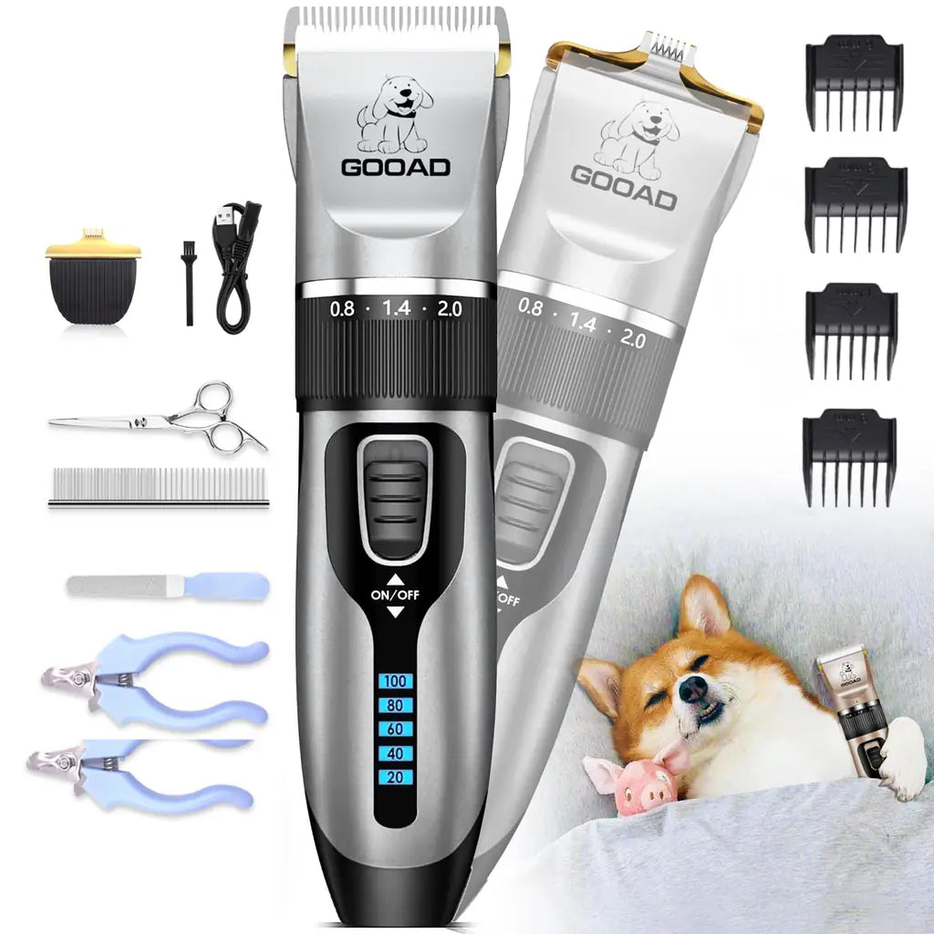 Dog Grooming Clippers Kit — Cordless Rechargeable Pet Hair Trimmer by Gooad