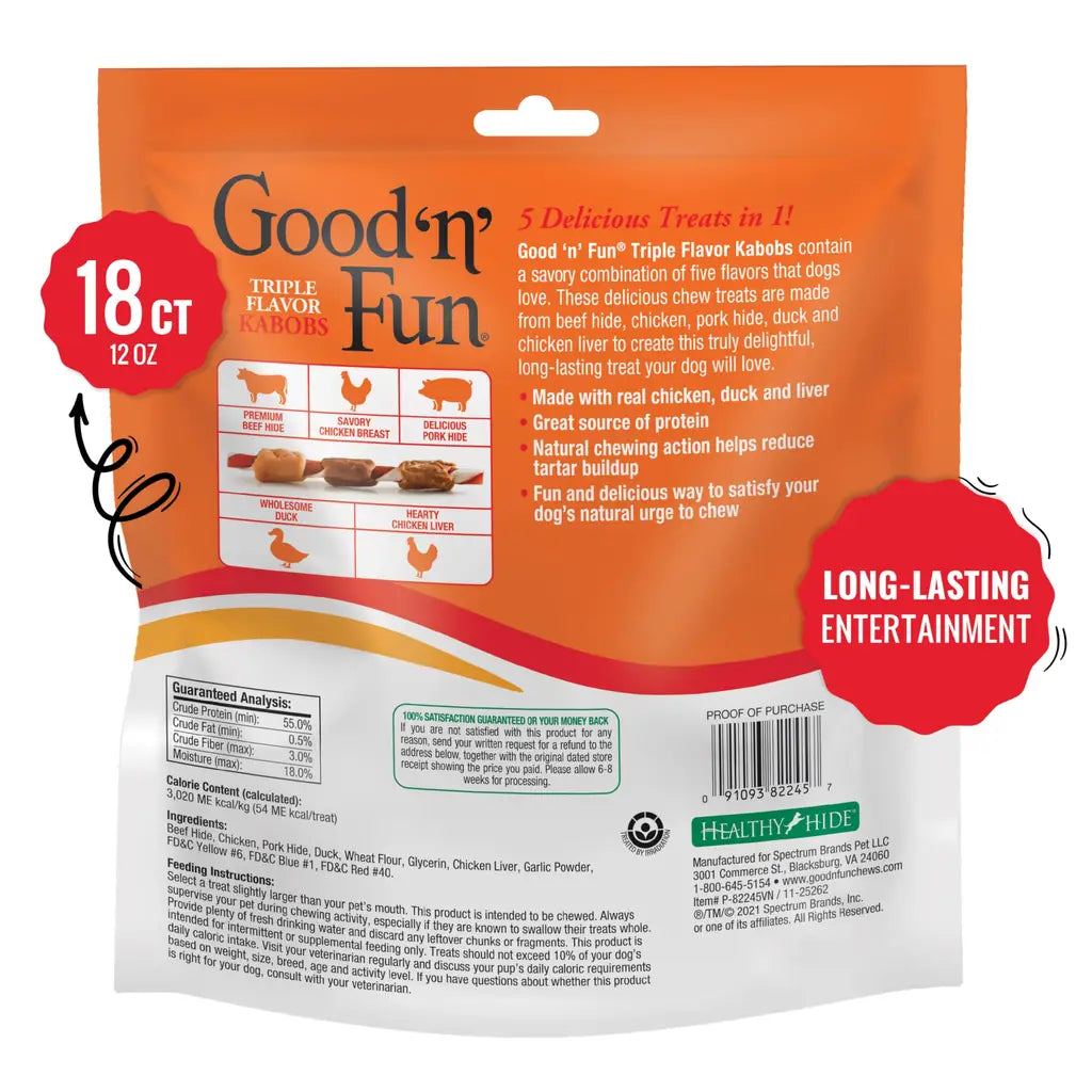 Good 'N' Fun Triple Flavor Kabob Chews for Dogs