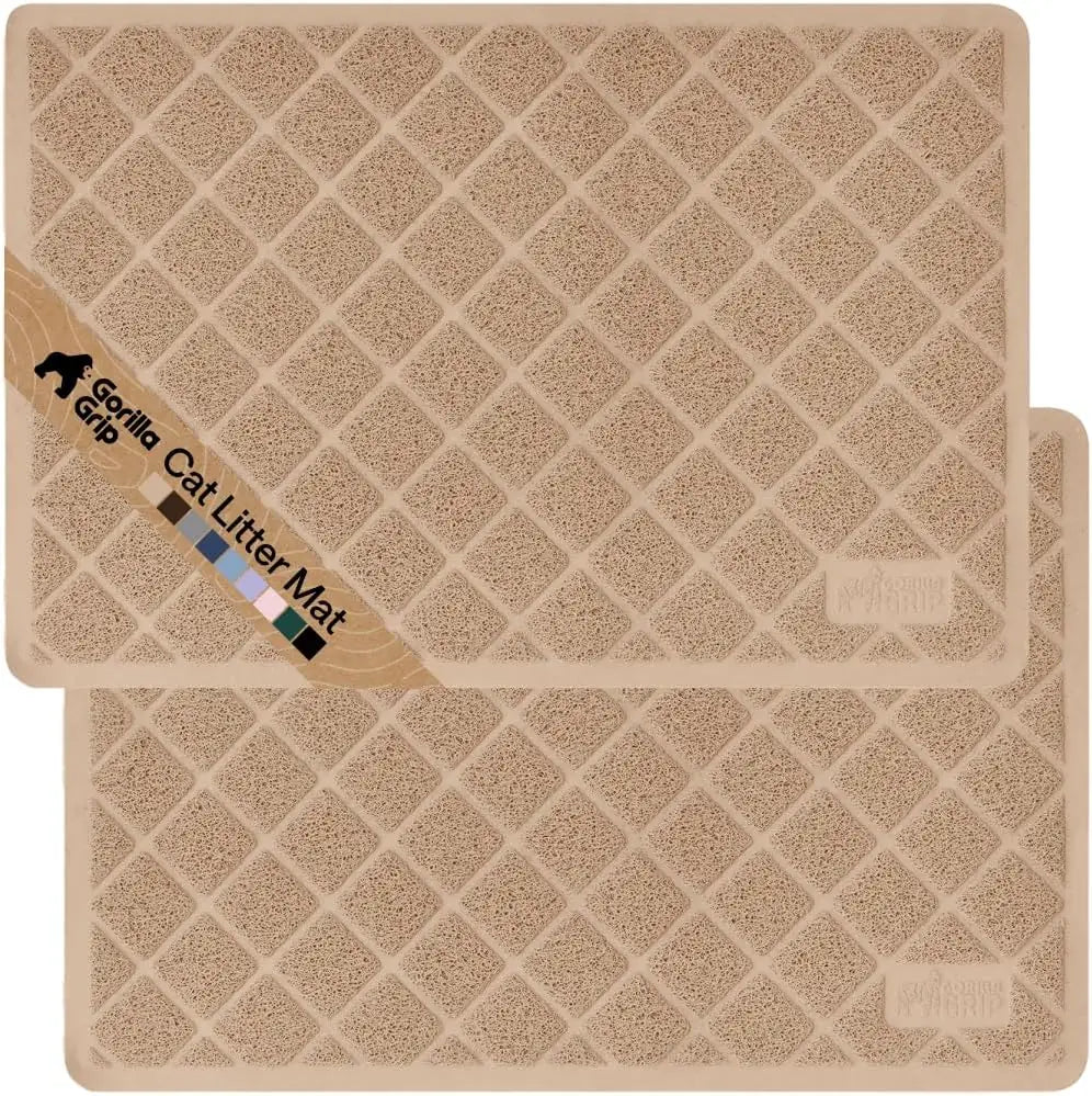 GORILLA GRIP Cat Litter Box Mat, Cushioned Coil Mesh Litter Trapping Mat, Scatter Control, Phthalate Free, Ultra Deep Catch Grooves, Easy Clean