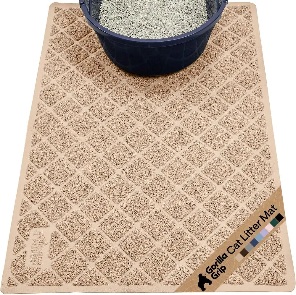 GORILLA GRIP Cat Litter Box Mat, Cushioned Coil Mesh Litter Trapping Mat, Scatter Control, Phthalate Free, Ultra Deep Catch Grooves, Easy Clean