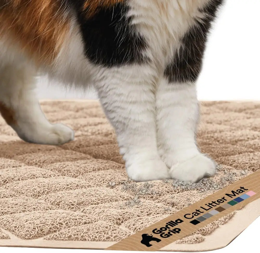 GORILLA GRIP Cat Litter Box Mat, Cushioned Coil Mesh Litter Trapping Mat, Scatter Control, Phthalate Free, Ultra Deep Catch Grooves, Easy Clean