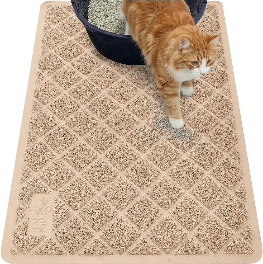 GORILLA GRIP Cat Litter Box Mat, Cushioned Coil Mesh Litter Trapping Mat, Scatter Control, Phthalate Free, Ultra Deep Catch Grooves, Easy Clean