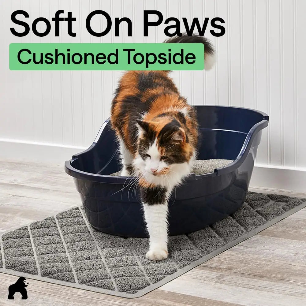 GORILLA GRIP Cat Litter Box Mat, Cushioned Coil Mesh Litter Trapping Mat, Scatter Control, Phthalate Free, Ultra Deep Catch Grooves, Easy Clean