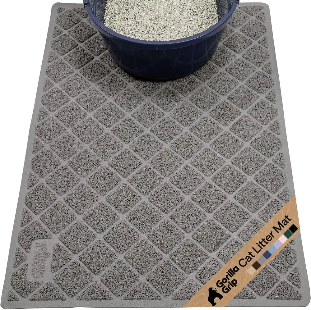 GORILLA GRIP Cat Litter Box Mat, Cushioned Coil Mesh Litter Trapping Mat, Scatter Control, Phthalate Free, Ultra Deep Catch Grooves, Easy Clean