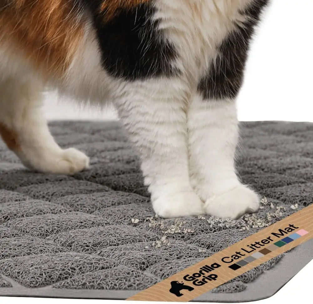 GORILLA GRIP Cat Litter Box Mat, Cushioned Coil Mesh Litter Trapping Mat, Scatter Control, Phthalate Free, Ultra Deep Catch Grooves, Easy Clean