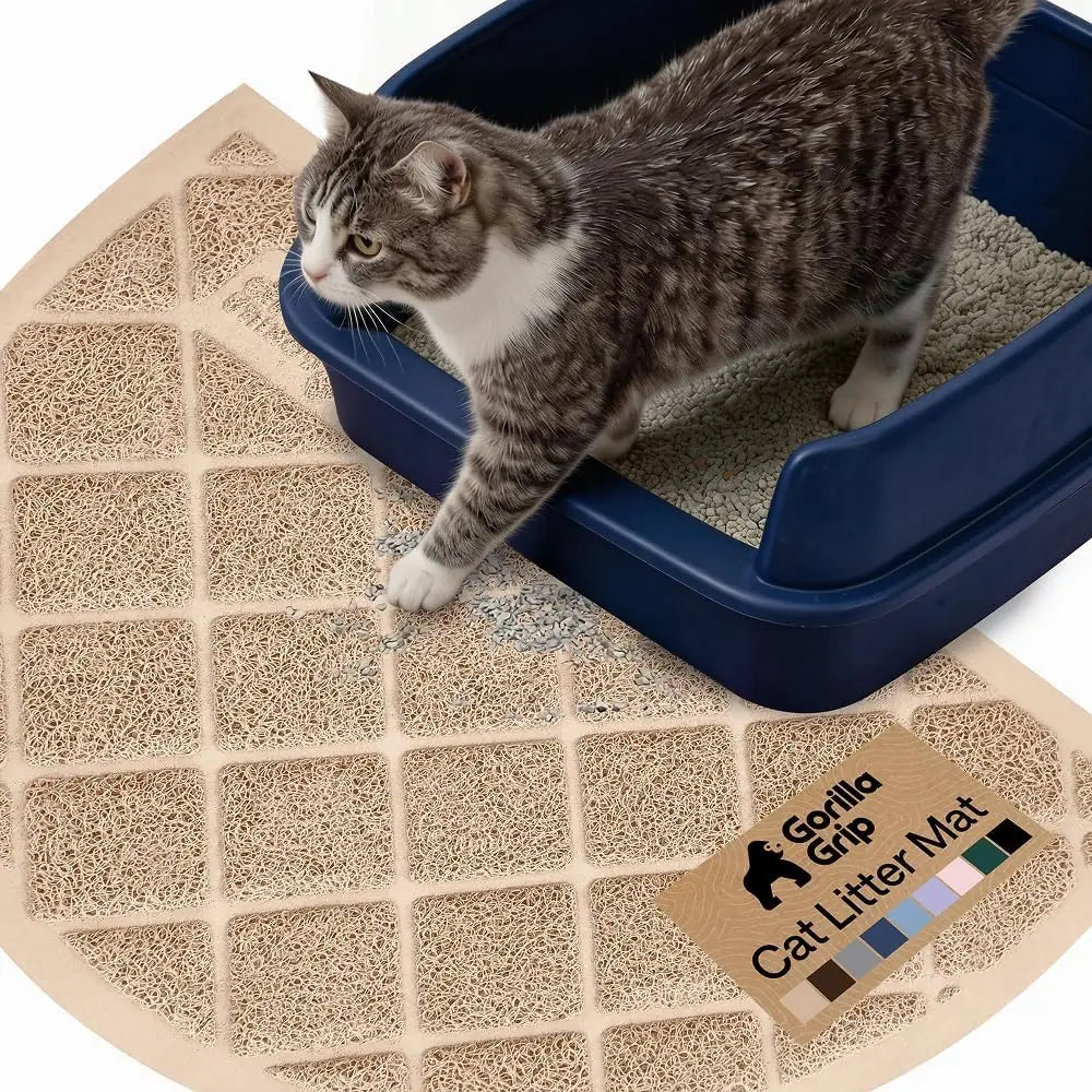 GORILLA GRIP Cat Litter Box Mat, Cushioned Coil Mesh Litter Trapping Mat, Scatter Control, Phthalate Free, Ultra Deep Catch Grooves, Easy Clean