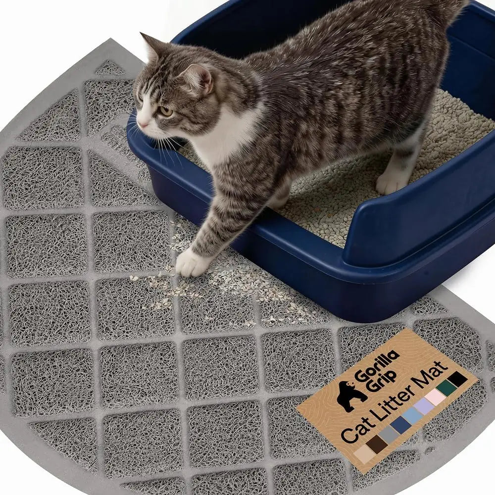 GORILLA GRIP Cat Litter Box Mat, Cushioned Coil Mesh Litter Trapping Mat, Scatter Control, Phthalate Free, Ultra Deep Catch Grooves, Easy Clean