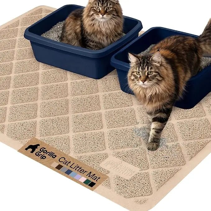 GORILLA GRIP Cat Litter Box Mat, Cushioned Coil Mesh Litter Trapping Mat, Scatter Control, Phthalate Free, Ultra Deep Catch Grooves, Easy Clean
