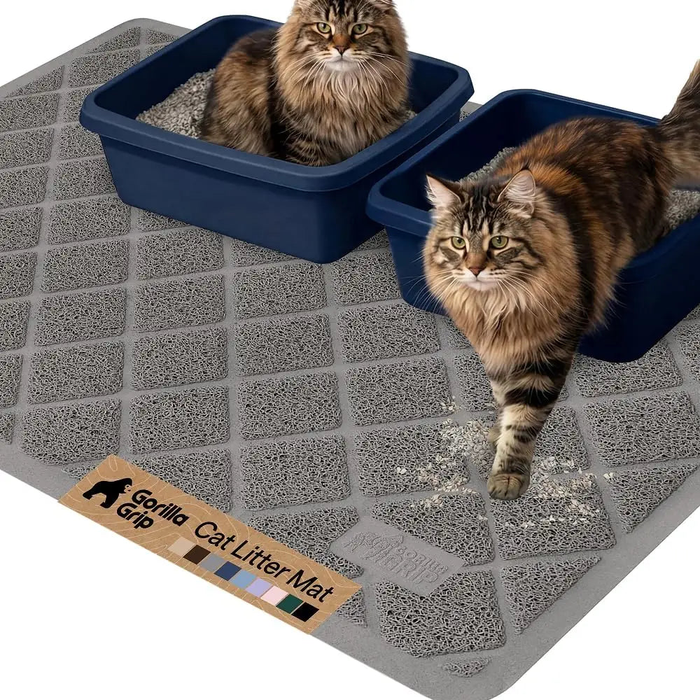 GORILLA GRIP Cat Litter Box Mat, Cushioned Coil Mesh Litter Trapping Mat, Scatter Control, Phthalate Free, Ultra Deep Catch Grooves, Easy Clean