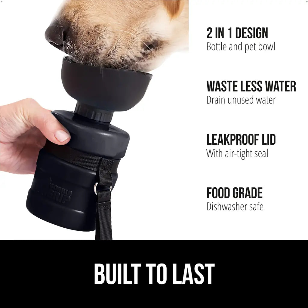Gorilla Grip Portable Dog Water Bottle with Bowl Dispenser