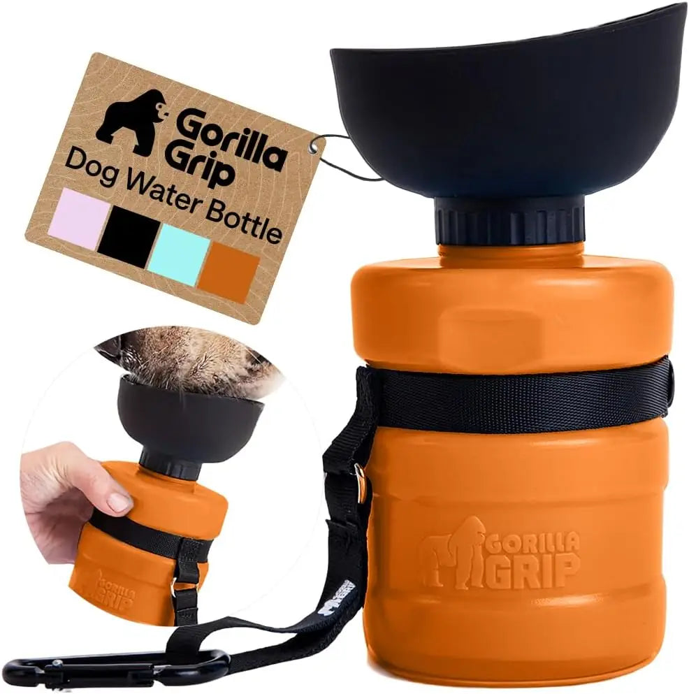 Gorilla Grip Portable Dog Water Bottle with Bowl Dispenser