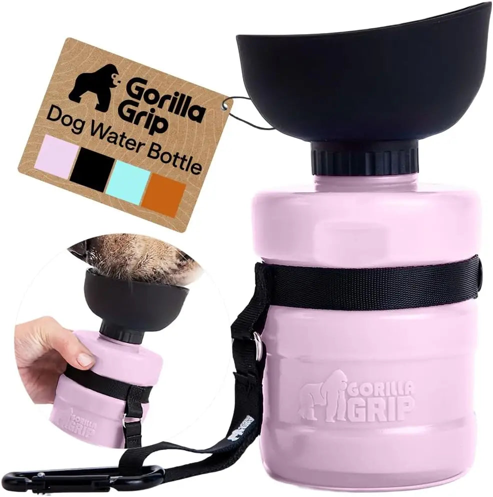 Gorilla Grip Portable Dog Water Bottle with Bowl Dispenser