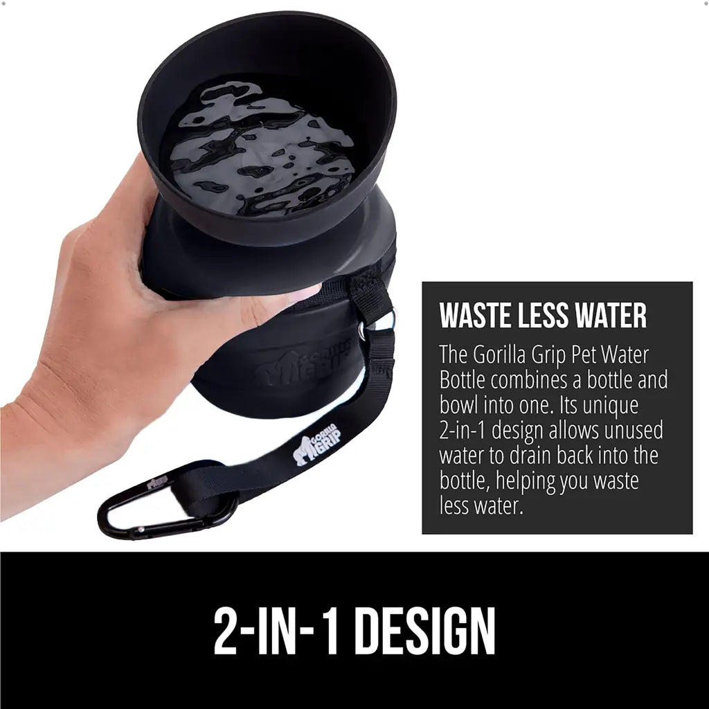 Gorilla Grip Portable Dog Water Bottle with Bowl Dispenser