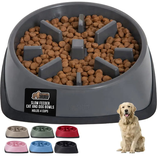 GORILLA GRIP Slow Feeder Dog Bowl | Stop Bloat & Improve Digestion