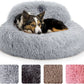 PetJett Calming Donut Dog Bed | Anti-Anxiety Faux Fur Pet Bed