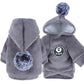 Urban Chic Pet Sweater - Navy Blue with Pom-Pom Accent