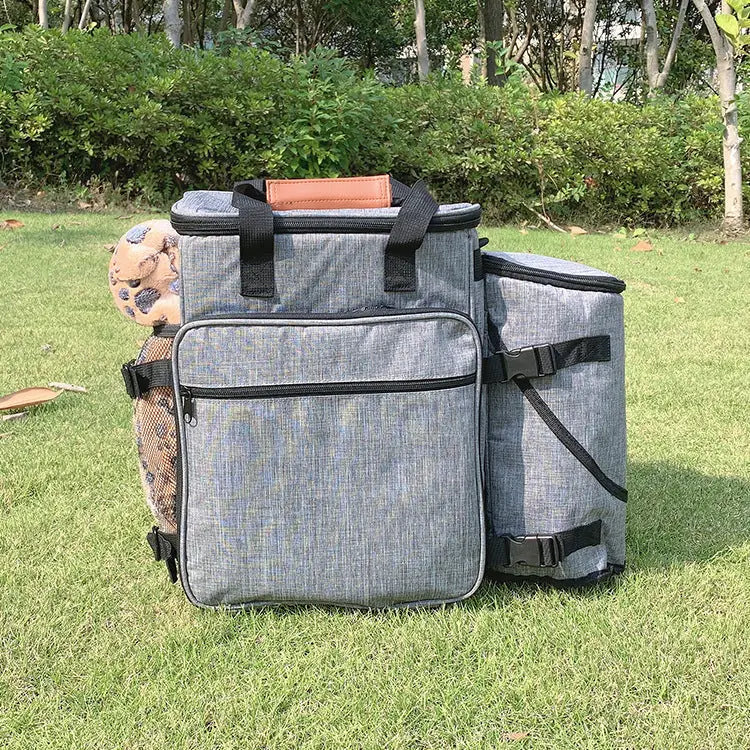 All-in-One Travel Pet Organizer Bag with Collapsible Bowls