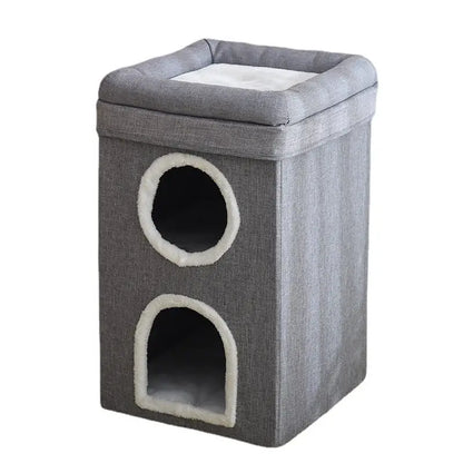 Triple-Tier Cat Condo - All-Season Foldable Pet Bed