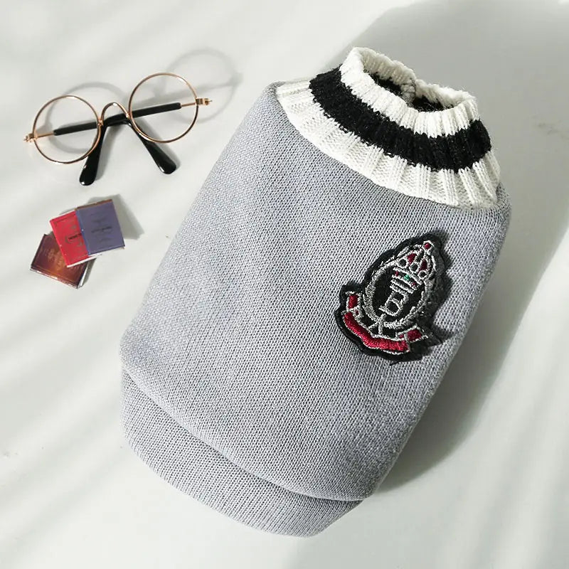 Prep School Pet Vest - V-Neck Knitted Dog & Cat Sweater