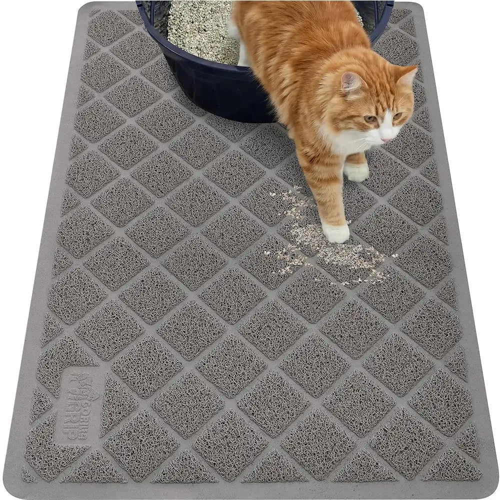 GORILLA GRIP Cat Litter Box Mat, Cushioned Coil Mesh Litter Trapping Mat, Scatter Control, Phthalate Free, Ultra Deep Catch Grooves, Easy Clean