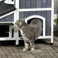 VEVOR Outdoor Cat House 2-story Wooden Feral Cat Shelter with Roof & Door Flaps