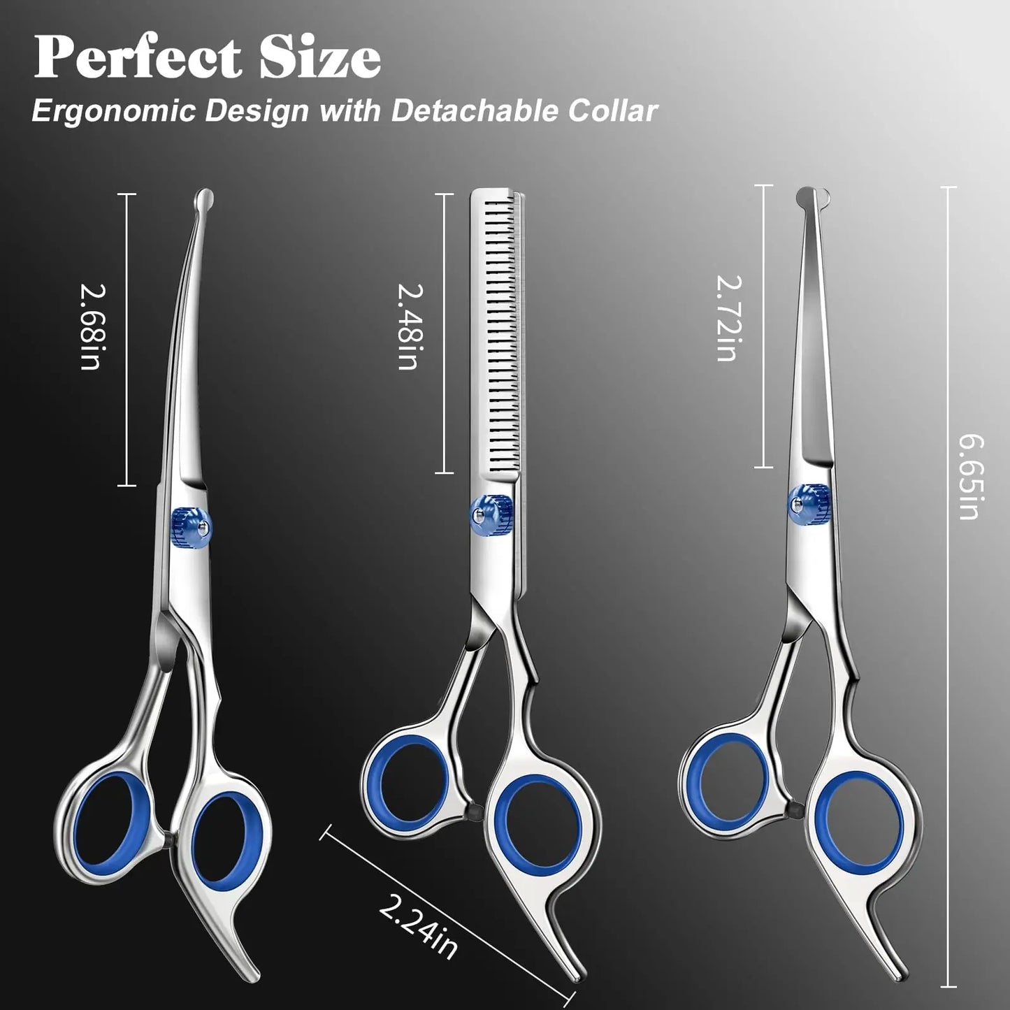 Saccison 4-in-1 Pet Grooming Scissors Kit with Safety Round Tips