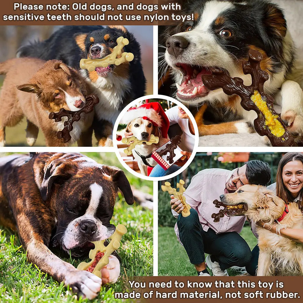 SIHRMIU 2 Pack Dog Chew Toys for Aggressive Chewers – Nylon Bone for Medium & Large Breeds, Teeth Cleaning